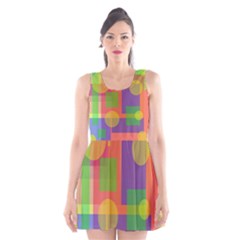 Colorful geometrical design Scoop Neck Skater Dress