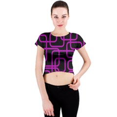 Purple And Black Elegant Design Crew Neck Crop Top