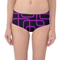 Purple And Black Elegant Design Mid-waist Bikini Bottoms