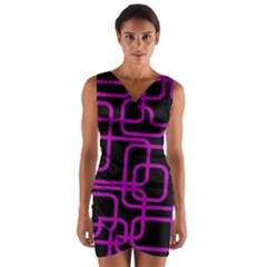 Purple And Black Elegant Design Wrap Front Bodycon Dress by Valentinaart