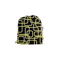 Yellow And Black Decorative Design Drawstring Pouches (small) 