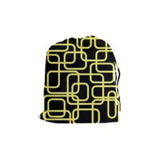 Yellow And Black Decorative Design Drawstring Pouches (medium)  by Valentinaart