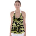 Yellow and black decorative design Babydoll Tankini Top View1