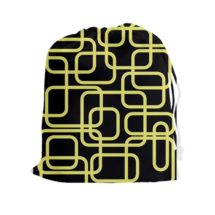 Yellow and black decorative design Drawstring Pouches (XXL)