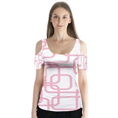 Pink Elegant Design Butterfly Sleeve Cutout Tee 