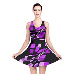 Purple Decorative Abstraction Reversible Skater Dress by Valentinaart