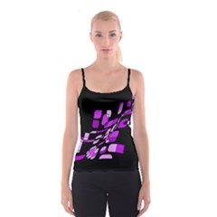 Purple Decorative Abstraction Spaghetti Strap Top