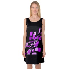 Purple Decorative Abstraction Sleeveless Satin Nightdress