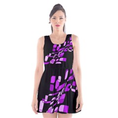 Purple Decorative Abstraction Scoop Neck Skater Dress