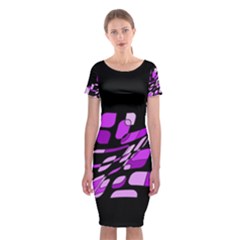 Purple Decorative Abstraction Classic Short Sleeve Midi Dress by Valentinaart