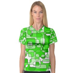 Green Decorative Abstraction  Women s V-neck Sport Mesh Tee