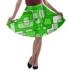 Green Decorative Abstraction  A-line Skater Skirt by Valentinaart