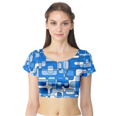 Blue Decorative Abstraction Short Sleeve Crop Top (tight Fit) by Valentinaart