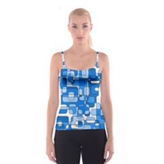 Blue Decorative Abstraction Spaghetti Strap Top by Valentinaart