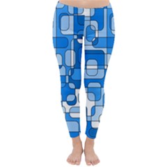 Blue Decorative Abstraction Winter Leggings 