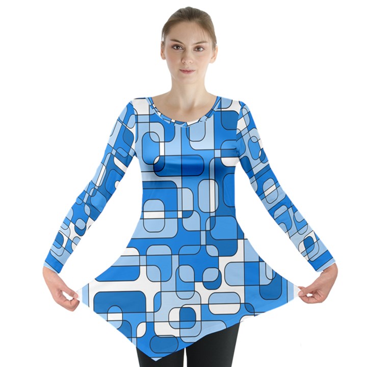 Blue decorative abstraction Long Sleeve Tunic 