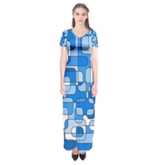 Blue Decorative Abstraction Short Sleeve Maxi Dress by Valentinaart