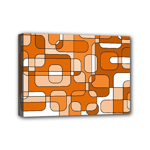 Orange Decorative Abstraction Mini Canvas 7  X 5 