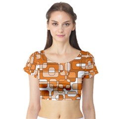 Orange Decorative Abstraction Short Sleeve Crop Top (tight Fit) by Valentinaart