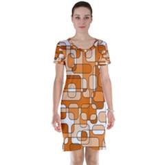 Orange Decorative Abstraction Short Sleeve Nightdress