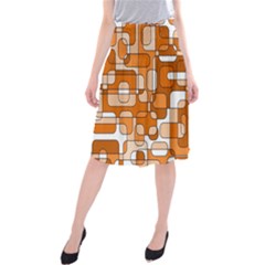 Orange Decorative Abstraction Midi Beach Skirt