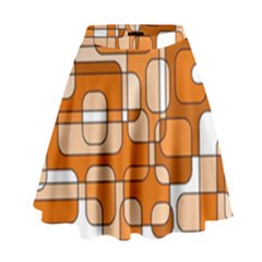 Orange Decorative Abstraction High Waist Skirt