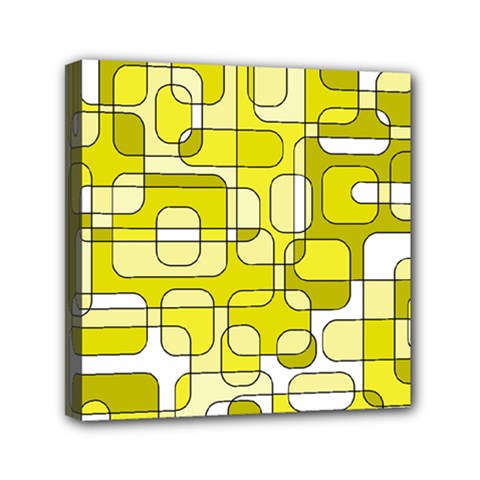 Yellow Decorative Abstraction Mini Canvas 6  X 6 