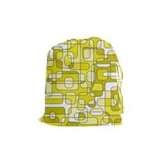 Yellow Decorative Abstraction Drawstring Pouches (medium) 