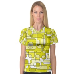 Yellow Decorative Abstraction Women s V-neck Sport Mesh Tee