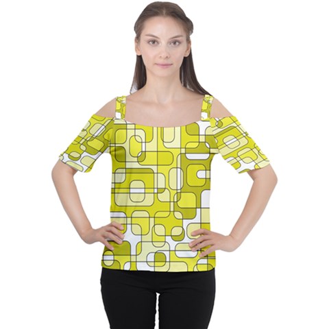 Yellow Decorative Abstraction Women s Cutout Shoulder Tee by Valentinaart