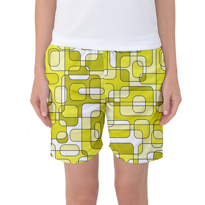 Yellow decorative abstraction Women s Basketball Shorts