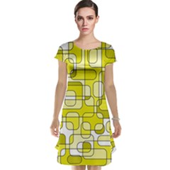 Yellow Decorative Abstraction Cap Sleeve Nightdress