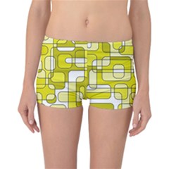 Yellow Decorative Abstraction Reversible Boyleg Bikini Bottoms by Valentinaart