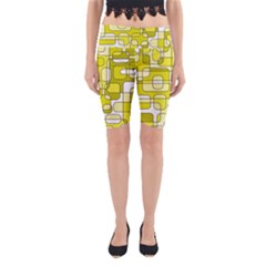 Yellow Decorative Abstraction Yoga Cropped Leggings