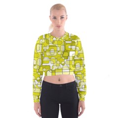 Yellow Decorative Abstraction Women s Cropped Sweatshirt