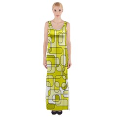 Yellow Decorative Abstraction Maxi Thigh Split Dress