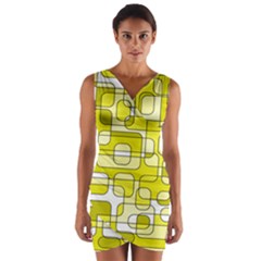 Yellow Decorative Abstraction Wrap Front Bodycon Dress by Valentinaart