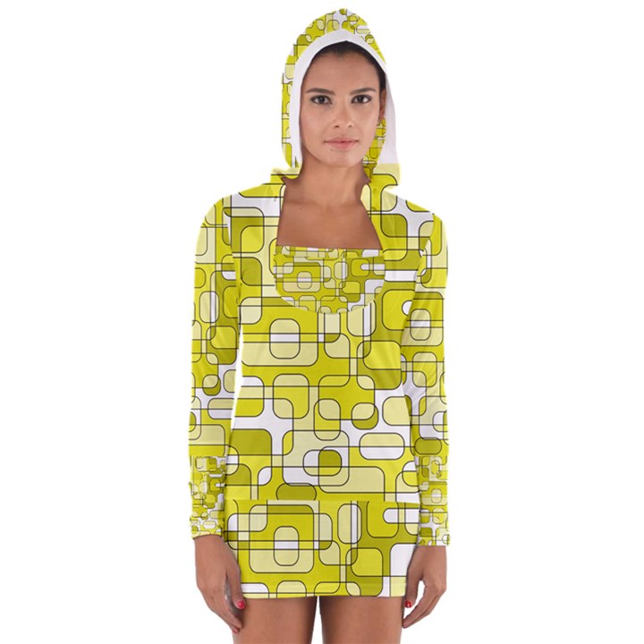 Yellow decorative abstraction Women s Long Sleeve Hooded T-shirt