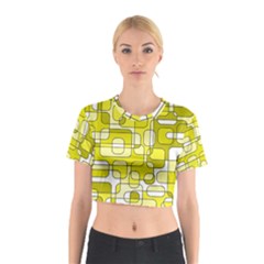 Yellow Decorative Abstraction Cotton Crop Top by Valentinaart