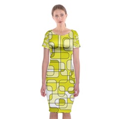 Yellow Decorative Abstraction Classic Short Sleeve Midi Dress by Valentinaart