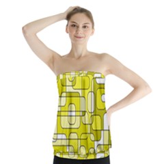 Yellow Decorative Abstraction Strapless Top