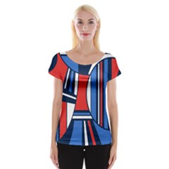 Abstract Nautical Women s Cap Sleeve Top