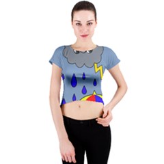 Rainy Day Crew Neck Crop Top by Valentinaart