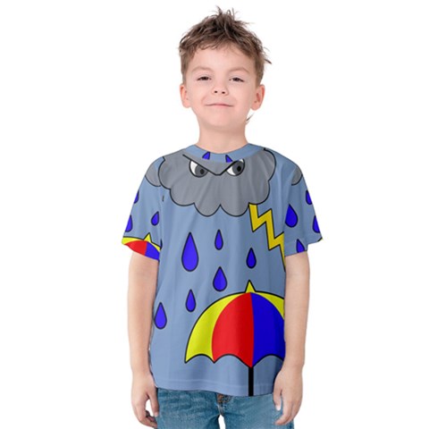 Rainy Day Kid s Cotton Tee by Valentinaart