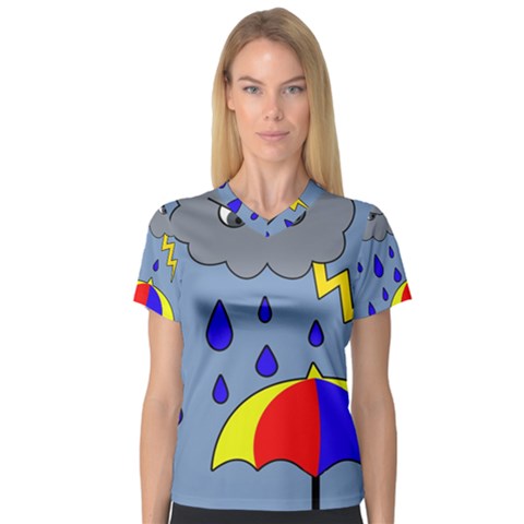 Rainy Day Women s V-neck Sport Mesh Tee by Valentinaart