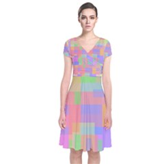 Pastel Decorative Design Short Sleeve Front Wrap Dress by Valentinaart