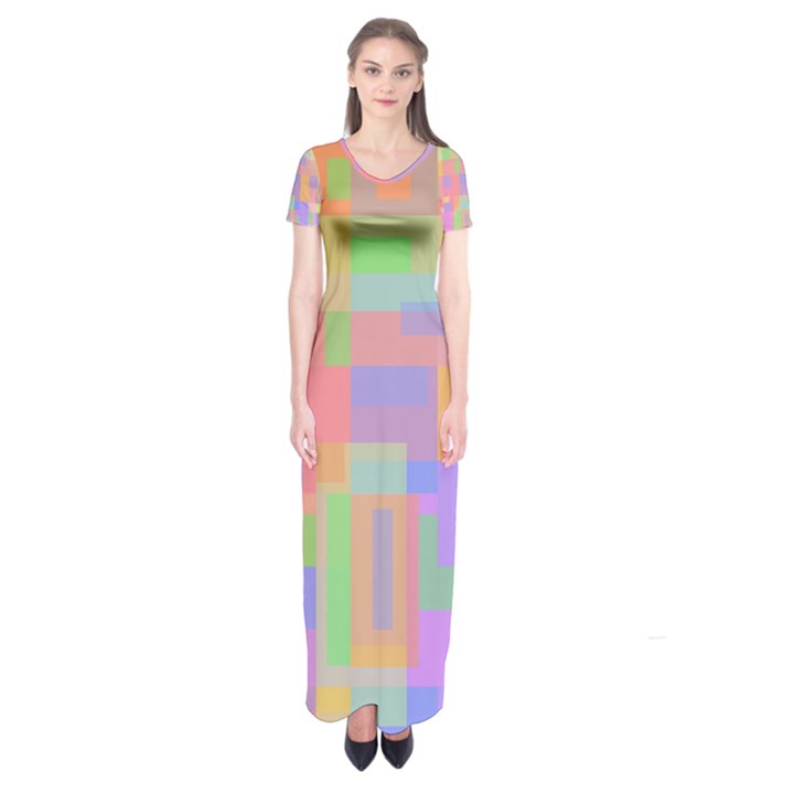 Pastel decorative design Short Sleeve Maxi Dress