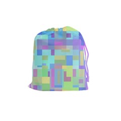 Pastel Geometrical Desing Drawstring Pouches (medium)  by Valentinaart