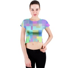 Pastel Geometrical Desing Crew Neck Crop Top by Valentinaart