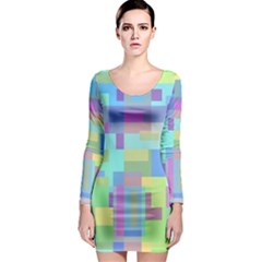 Pastel Geometrical Desing Long Sleeve Bodycon Dress by Valentinaart